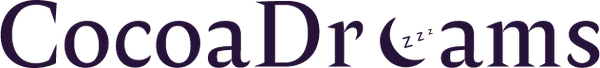 The logo for CocoaDreams features the brand name in a stylized dark purple font with a circular 'z' emblem on the letter 'm'.