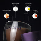 CocoaDreams chocolate with ingredients labeled on a dark background